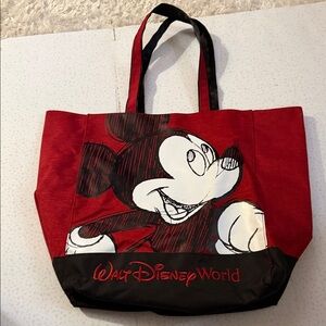 WDW Maroon and Black Mickey Canvas Tote